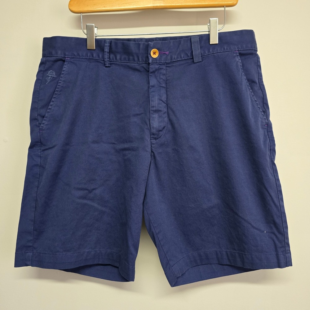 Robert Graham Classic Fit Shorts Mens 36 Navy Blue Pima Cotton Stretch Preppy